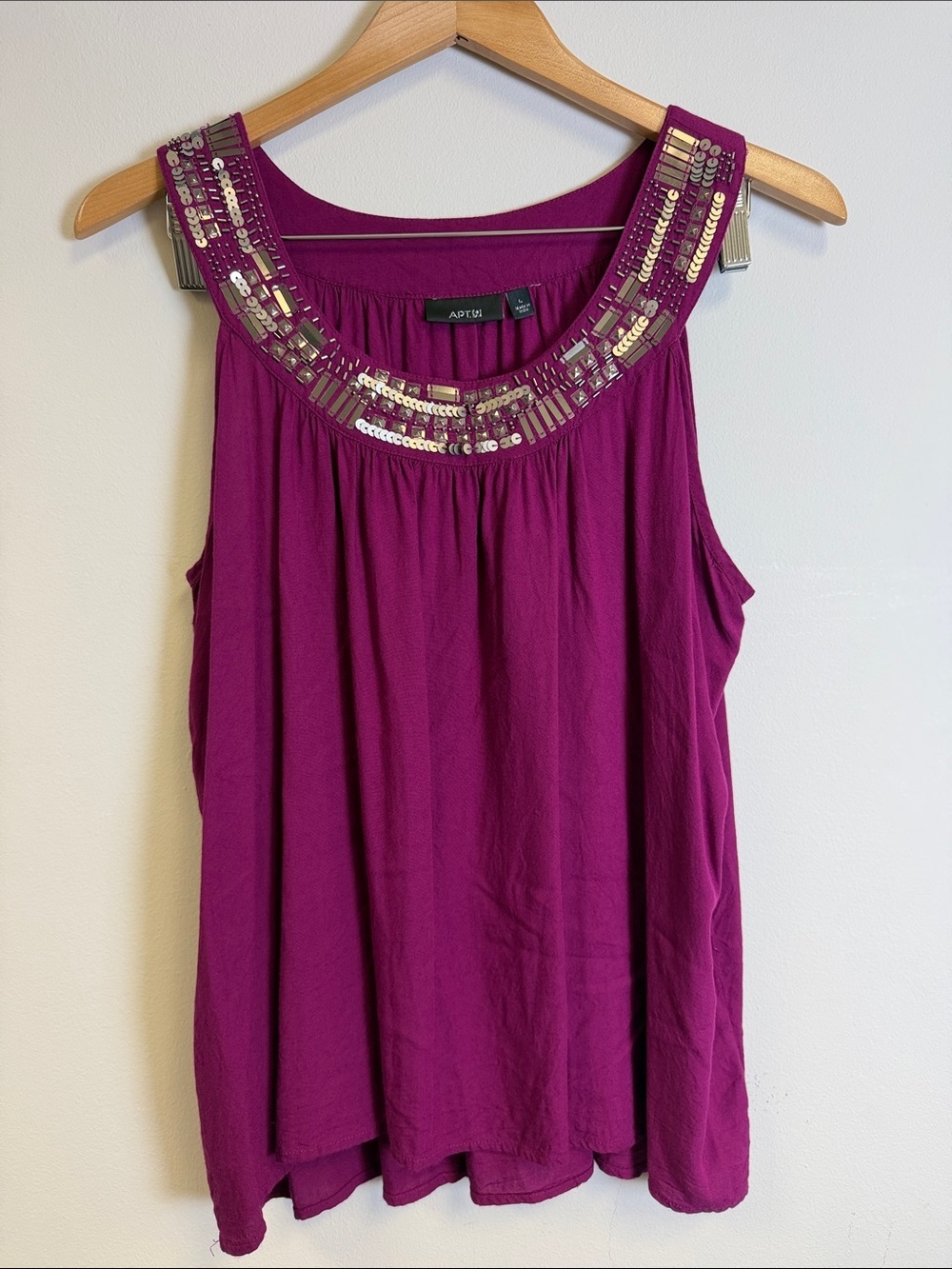 Apt. 9 Beaded Scoop Neck Tank Top - Magenta